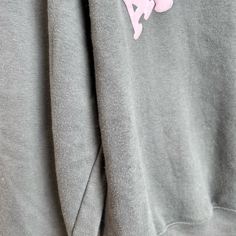 Gray Sweatshirt with Pink 'Après Ski' Print, S, oversized Comfy - Picture 4 of 5